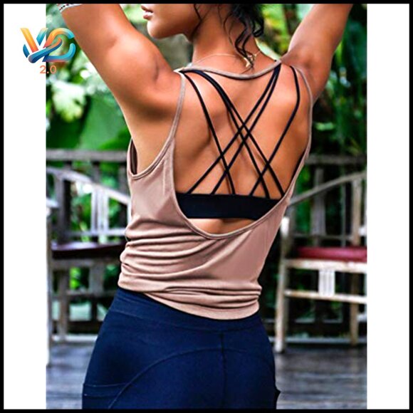 Backless Yoga Tank Top Sexy Open Back Workout Shirt Lightweight Summer - Picture 2 of 7